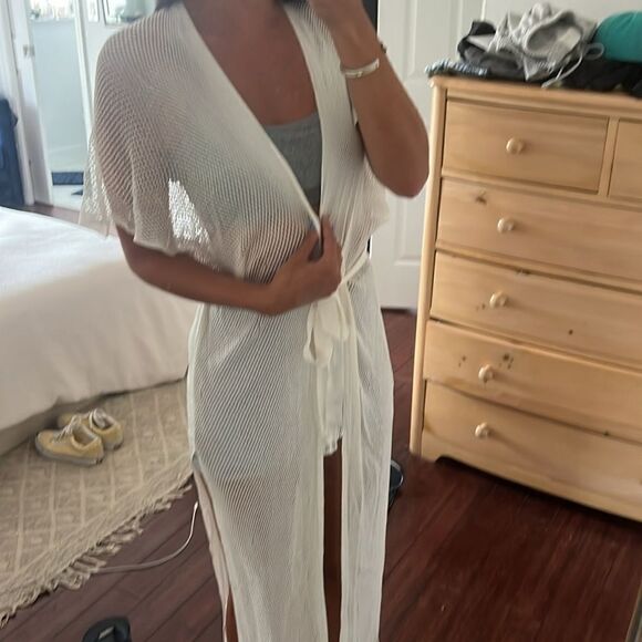 Creme Colored Open with Tie - Swim Coverup - BRAND NEW - Picture 3 of 4